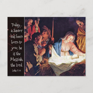 En Savior har varit Born, Luke 2-jultomativitet Helg Vykort