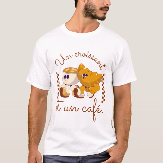 En sax och en kaffe (Fransk) T Shirt (Framsida)