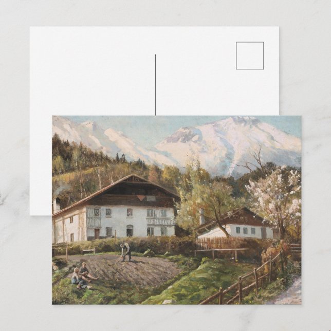 En scen av berg med rosa ljus | Liggande Vykort (Fram/baksida)