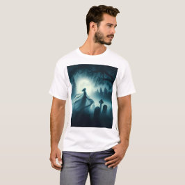 en scen av ett kvinnospöke på en kyrkogård t shirt