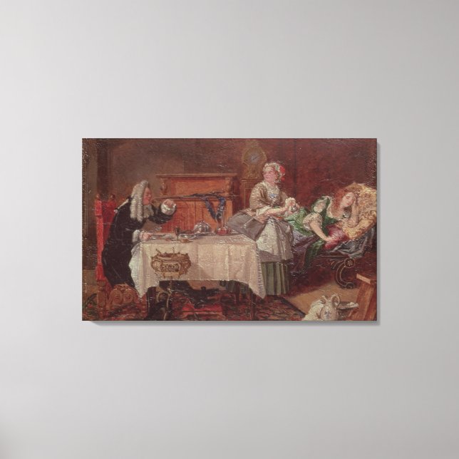 En scen från Tartuffe av Moliere, 1850 Canvastryck (Framsida)