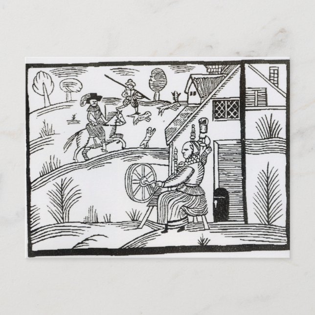 En scen i Land med en kvinna som snurrar Vykort (Framsida)