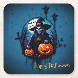 En scen med uppochnedvänd Halloween Underlägg Papper Kvadrat