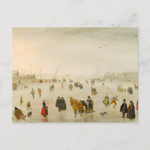 En scen på isen av Hendrick Avercamp Postkort Vykort