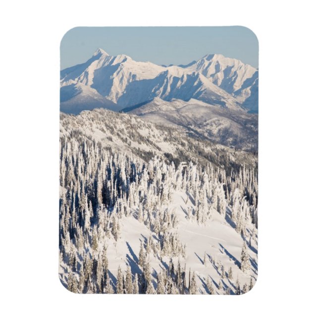 En scenisk syn på snöbergen och Träd. Magnet (Vertikal)
