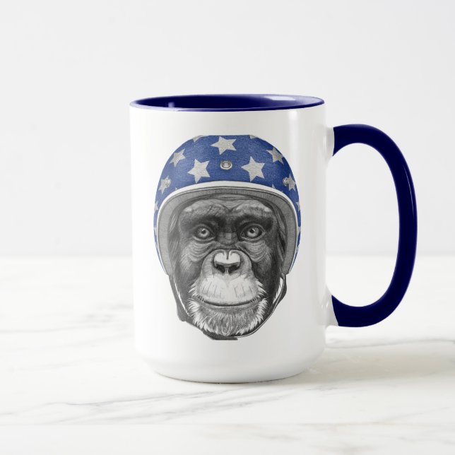 En schimpansmotorcykelryttare mugg (Höger)