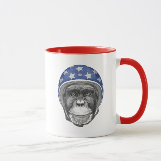 En schimpansmotorcykelryttare mugg (Höger)