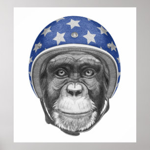 En schimpansmotorcykelryttare poster