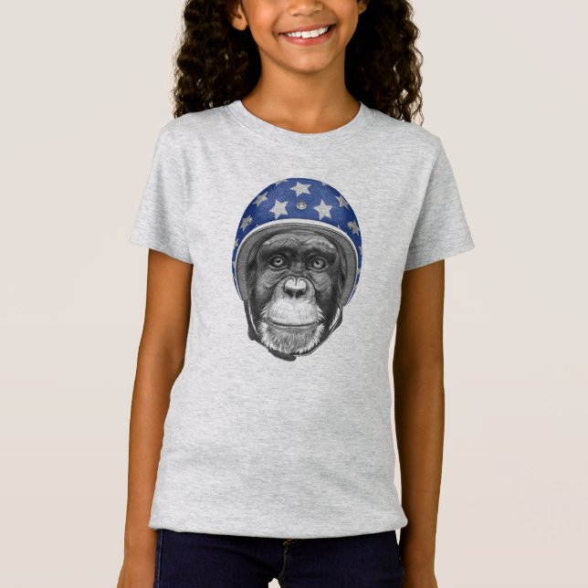 En schimpansmotorcykelryttare t shirt (Framsida)