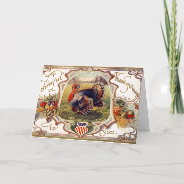 En schyst Thanksgiving till Vintage-fästen Helgkort (Framsida)