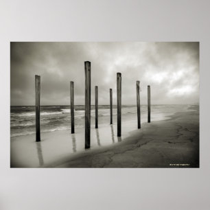 En sepia som tonas som skjutas av gammal strand, poster