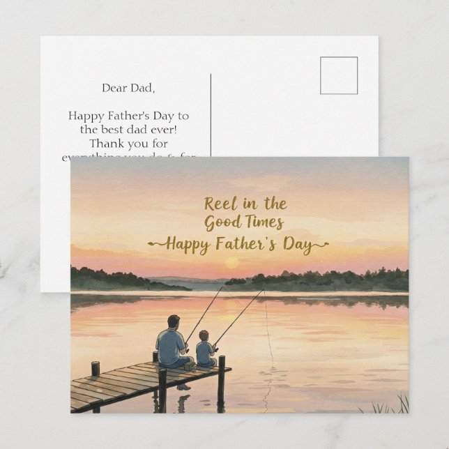 en serene sjö för Fars dag vykort (Fram/baksida)