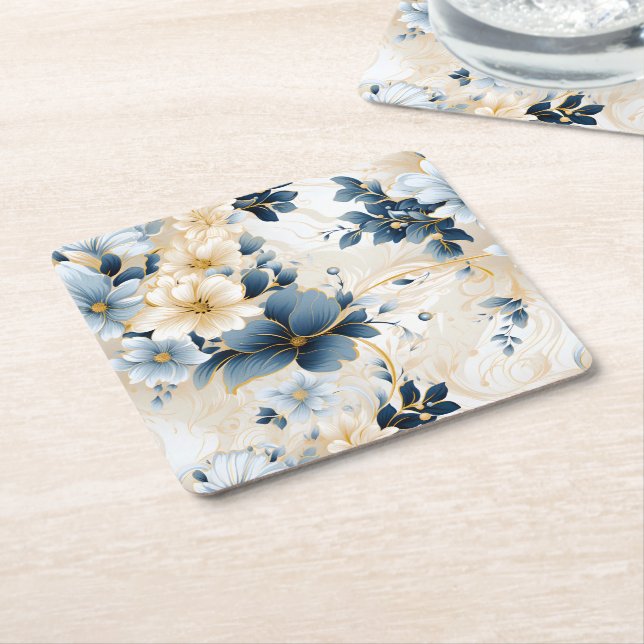 En serie bröllopsblommor design 12 underlägg papper kvadrat (Vinklad)