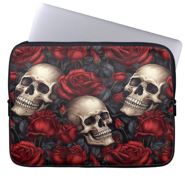 En Serie Design för Dödskalle och Rosor 10 Laptop Fodral (Framsidan)