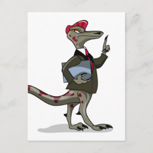 En seriefigur av en Iguanodon-expedit. Vykort