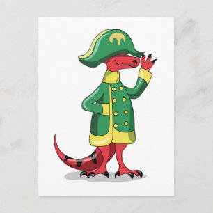 En seriefigur Tyrannosaur Rex utklädd som Napoleon Vykort