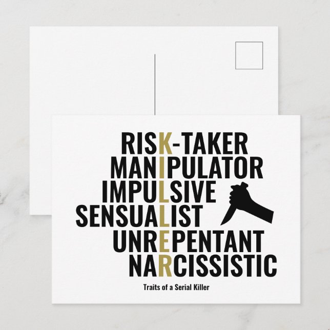 En seriell mördare vykort (Fram/baksida)