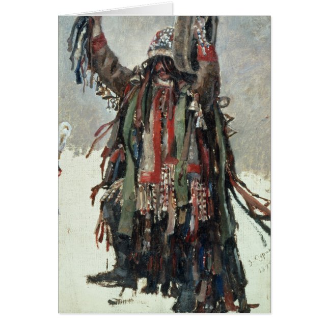 En Shaman skissar för Yermak Hälsningskort (Framsidan)