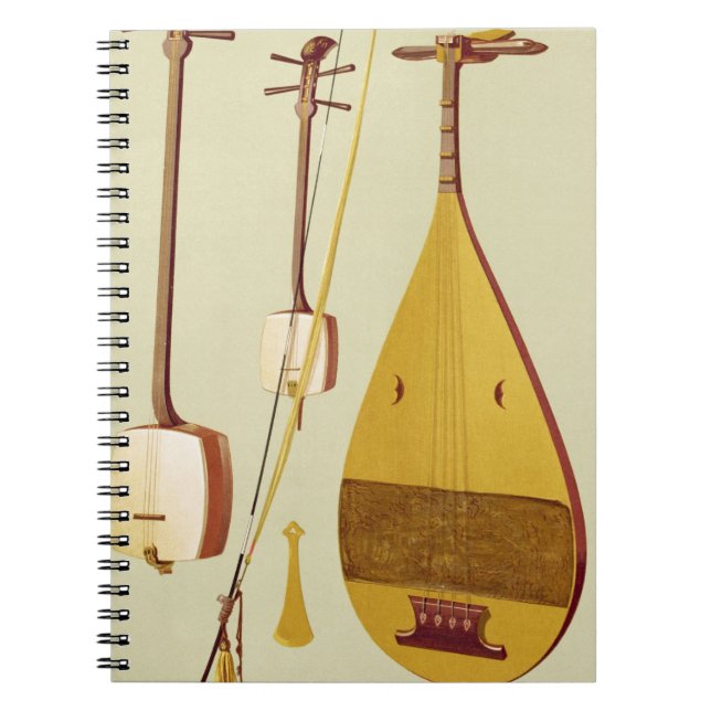 En shamisen, en kokyu och en biwa, japan, från 'Mu Anteckningsbok (Framsidan)