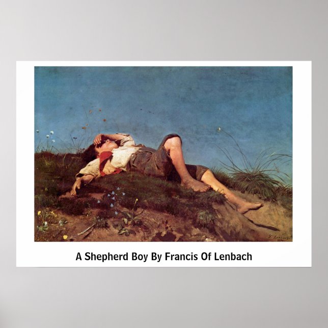 En Shepherd Boy av Francis Lenbach Poster (Framsidan)