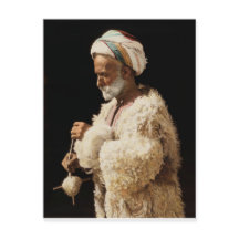 En Shepherd från heligan landar spinning wool