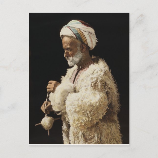 En Shepherd från heligan landar spinning wool Vykort (Framsida)