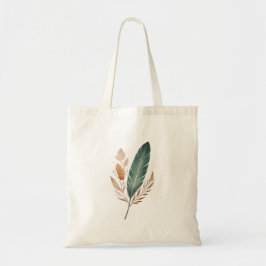 En shoppingbag med ett minimalistiskt fjädermönste tygkasse