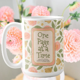 En sida åt gången Rosa Blommig Kaffe Mugg
