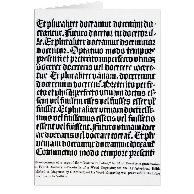 En sida av 'Grammairen Latine Hälsningskort (Framsidan)