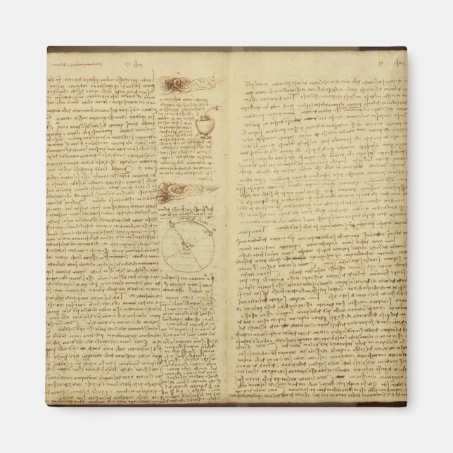 En sida från Codex Leicester, 1508-12 Magnet (Framsidan)