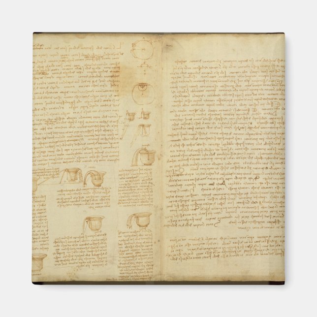 En sida från Codex Leicester, 1508-12 Magnet (Framsidan)