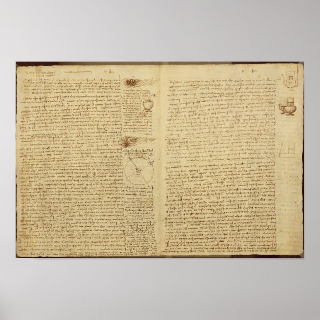 En sida från Codex Leicester, 1508-12 Poster (Framsidan)