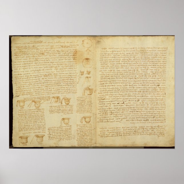 En sida från Codex Leicester, 1508-12 Poster (Framsidan)