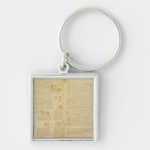 En sida från codexen Leicester, 1508-12 Fyrkantig Silverfärgad Nyckelring