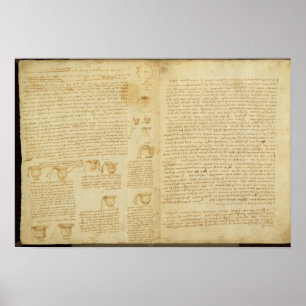 En sida från codexen Leicester, 1508-12 Poster