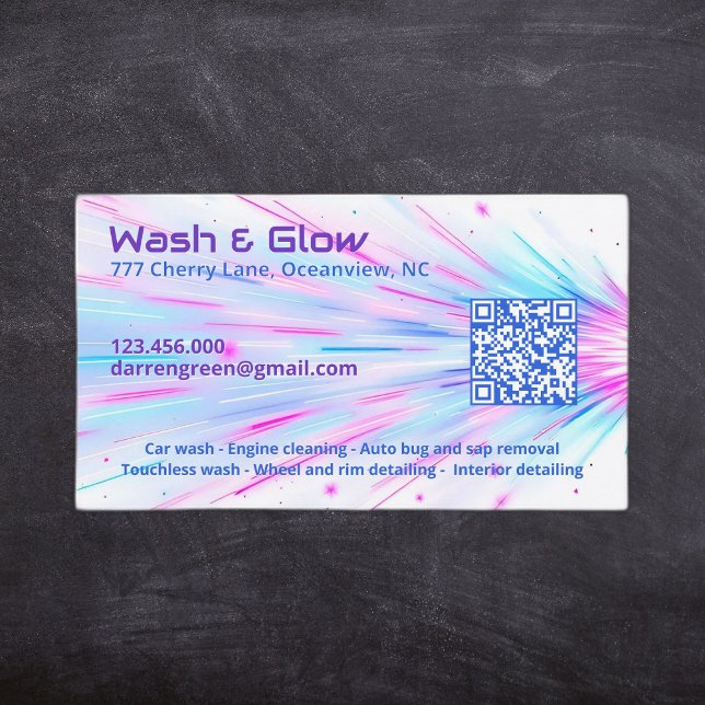 En sida i bilen Tvättande QR Visitkort (Car Detailing Cards)