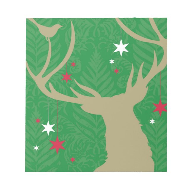 En silhuett av en hjort med stjärnor hängande från anteckningsblock (Framsida)