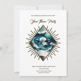 En simmande steampunk Orca i vågen. Inbjudningar