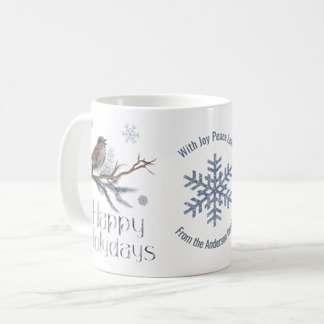 En singelfågel på Gräs Gren. Glad helg Kaffemugg (Framsida vänster)