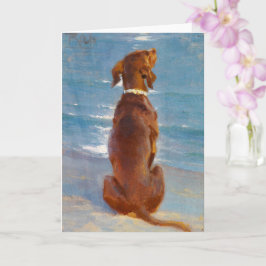 En sittande brun hund av P.S. Kroyer Kort