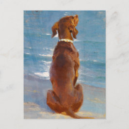 En sittande brun hund av P.S. Kroyer Vykort