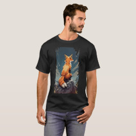 En sittande räv, design sedd bakifrån t shirt
