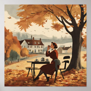 En självständig scen med en kvinna från 1950-talet poster