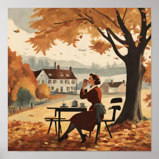 En självständig scen med en kvinna från 1950-talet poster