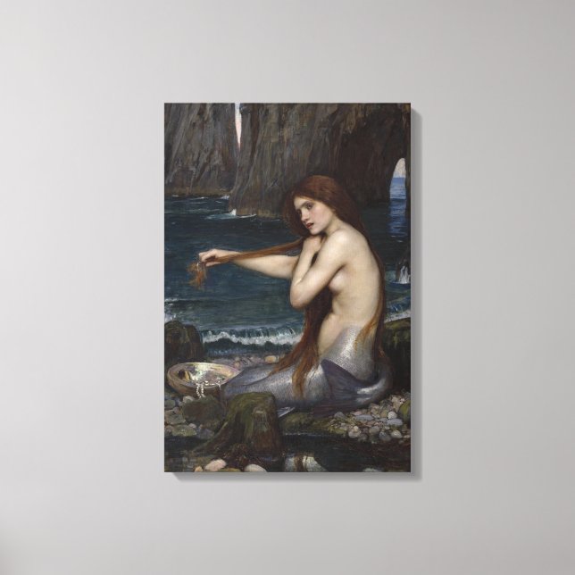 En Sjöjungfru av John William Waterhouse Canvastryck (Framsida)