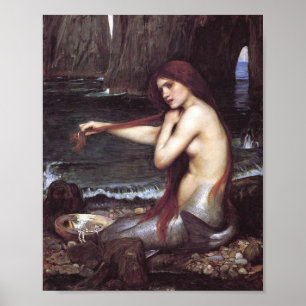 En Sjöjungfru från J W Waterhouse, 1901 Decoupage  Poster