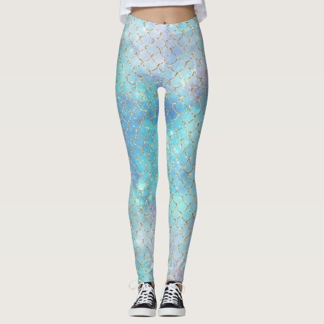 En sjöjungfru Galaxy Series Design 2  Leggings (Framsida)