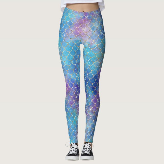En sjöjungfru Galaxy Series Design 9 Leggings (Framsida)