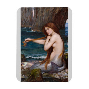 En sjöjungfru vid John William Waterhousekonst Magnet