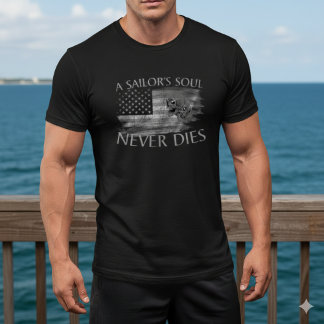 En sjömans själ dör aldrig Amerikansk flagga Skall T Shirt